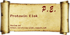 Protovin Elek névjegykártya